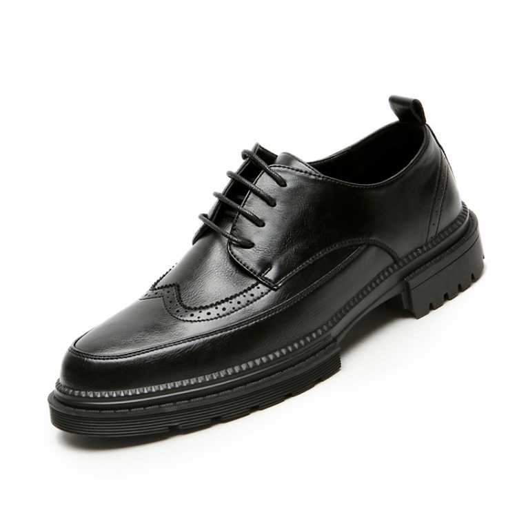 2021 Men's Business Casual Leather Shoes Lace up Breathable PU Leather Shoes Mens Trend Brock Carved British Shoes Men Oxfords