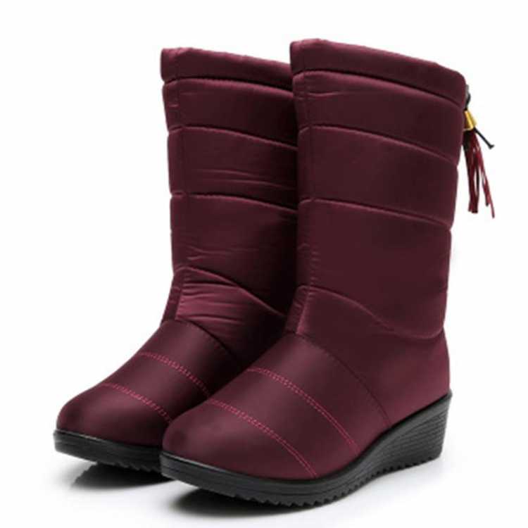 Boots Women's Winter Shoes Mid Calf Waterproof Snow Boots Wedges Warm Fur Female Boots Shoes Woman Footwear