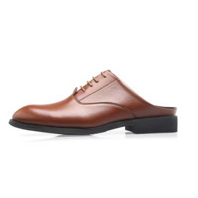 Men Increase Shoes Summer Slippers Men Slippers Simple Casual Half Slippers Solid Outdoor Leather Slippers Round Toe