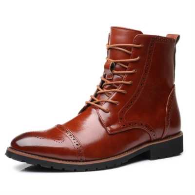 Brand Men Pu Leather Lace up Men Shoes High Quality Men Vintage British Military Boots Autumn Winter Plus Size 2021 New