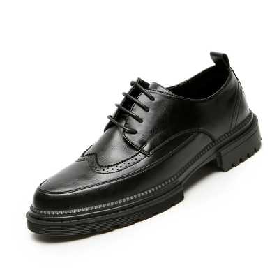 2021 Men's Business Casual Leather Shoes Lace up Breathable PU Leather Shoes Mens Trend Brock Carved British Shoes Men Oxfords