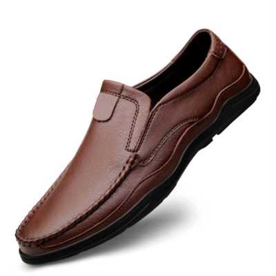Luxury Leather Men's Casual Shoes Handmade Sewing Metal Decoration Men's Leather Shoes Classic Soft Slip on Male Driving Shoes