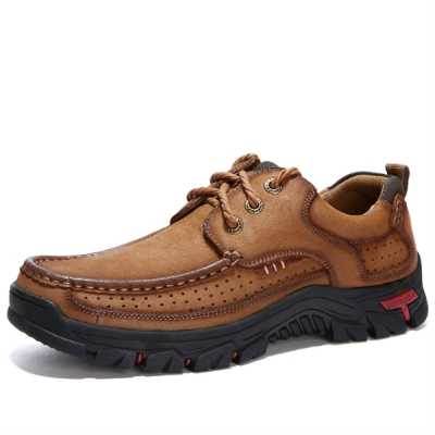 Men Hiking Shoes Comfortable First Layer Cowhide Leather Outdoor Sneakers Men Breathable Hiking Sports Boots Big Size 38 50