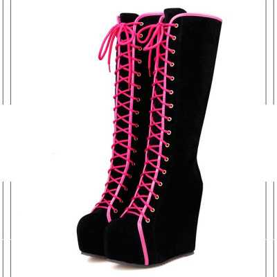 New Lace Inside The Flat Martin Boots Suede Shoes Large Size High Boots Women Platform Boots botas