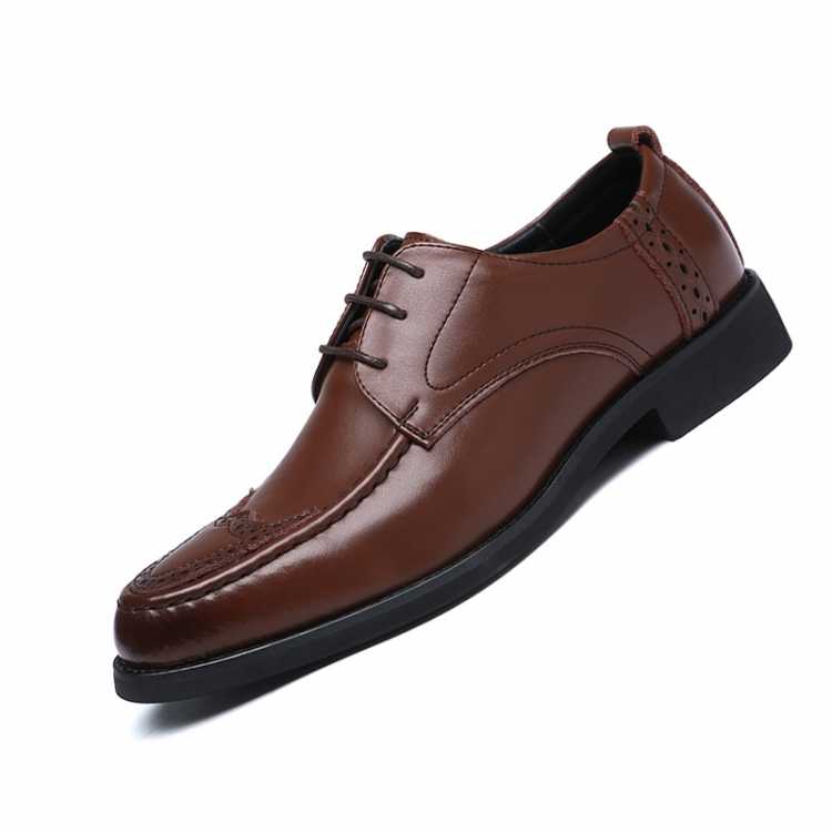 Men's Luxury Designer Pointed Formal Dress Shoes Men Genuine Leather Classic Brogue Shoes Flats Oxfords For Wedding Party Office