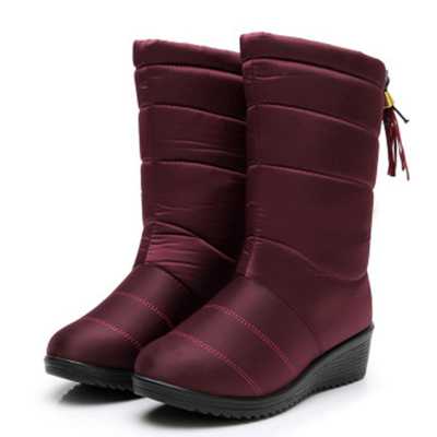 Boots Women's Winter Shoes Mid Calf Waterproof Snow Boots Wedges Warm Fur Female Boots Shoes Woman Footwear